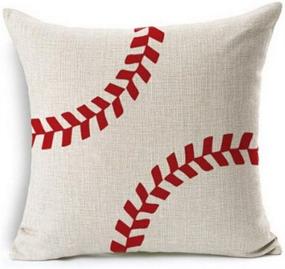 img 1 attached to Andreannie Baseball Design Cotton Linen Beige Throw Pillow Case Cushion Cover for Home Office Decor, 18x18 Inches Square (Living Room, Sofa, Car)