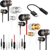 🎧 5-pack earbud headphones with remote & microphone, sourceton in-ear earphones - stereo sound, tangle-free, for smartphones, laptops, gaming - fits all 3.5mm interface devices w/ 3.5mm to type c adapter logo