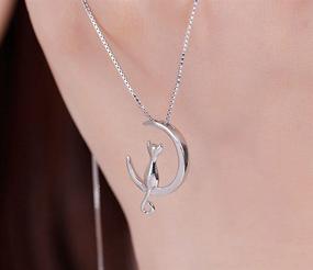 img 1 attached to 🌙 TMCO 925 Sterling Silver Cat Necklace with Moon Pendant
