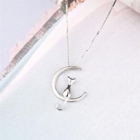img 3 attached to 🌙 TMCO 925 Sterling Silver Cat Necklace with Moon Pendant