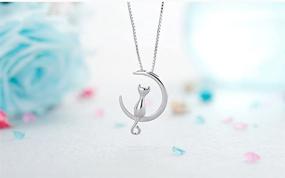 img 2 attached to 🌙 TMCO 925 Sterling Silver Cat Necklace with Moon Pendant