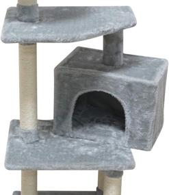 img 1 attached to 🐱 Grey Pet Furniture Activity Center - FISH&amp;NAP Cat Tree Tower Condo with Sisal Scratching Posts, Jump Platform, and Play House