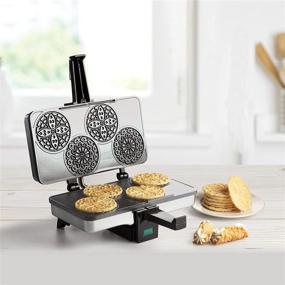 img 2 attached to 🍕 CucinaPro Piccolo Pizzelle Baker: Grey Nonstick Interior, Electric Press for Making 4 Mini Cookies at Once