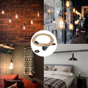 img 1 attached to 💡 15FT Pendant Lamp Lights with Switch Cord E26 Bulbs Socket - Industrial Plug in Hanging Light Fixture, DIY Twisted Hemp Rope Overhead Lamps for Farmhouse Bedroom Home Lighting Decors