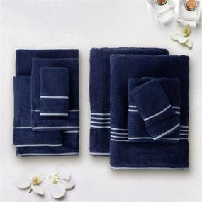 img 2 attached to 🛀 Deluxe Navy Cotton Towel Set: Bedford Home Rio 8-Piece Collection