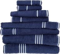 🛀 deluxe navy cotton towel set: bedford home rio 8-piece collection logo