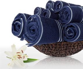 img 3 attached to 🛀 Deluxe Navy Cotton Towel Set: Bedford Home Rio 8-Piece Collection