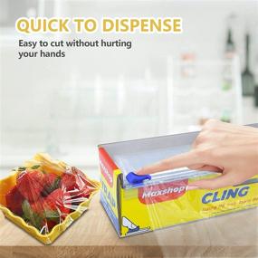 img 2 attached to Пищевая пленка MAXSHOP Cling Wrap 12 дюймов х 300 футов, без содержания бисфенола А, пищевая пленка для микроволновой печи и морозильника с режущим механизмом - прозрачная пленка быстрого раскроя для кухни, набор из 2 штук