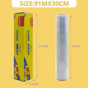 img 1 attached to Пищевая пленка MAXSHOP Cling Wrap 12 дюймов х 300 футов, без содержания бисфенола А, пищевая пленка для микроволновой печи и морозильника с режущим механизмом - прозрачная пленка быстрого раскроя для кухни, набор из 2 штук