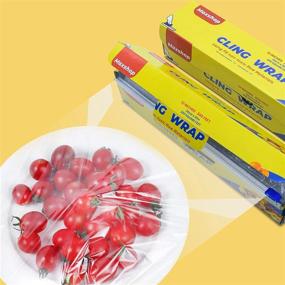 img 3 attached to Пищевая пленка MAXSHOP Cling Wrap 12 дюймов х 300 футов, без содержания бисфенола А, пищевая пленка для микроволновой печи и морозильника с режущим механизмом - прозрачная пленка быстрого раскроя для кухни, набор из 2 штук