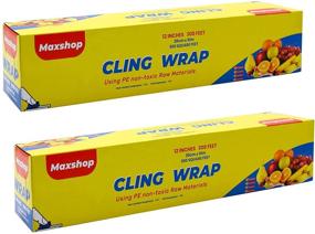 img 4 attached to Пищевая пленка MAXSHOP Cling Wrap 12 дюймов х 300 футов, без содержания бисфенола А, пищевая пленка для микроволновой печи и морозильника с режущим механизмом - прозрачная пленка быстрого раскроя для кухни, набор из 2 штук