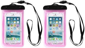 img 2 attached to 📱 2 Pack Universal Waterproof Pouches - IPX8 Cellphone Dry Bags for iPhone 11 Pro Max, Galaxy S20 Ultra, and More - Underwater Case up to 6.9