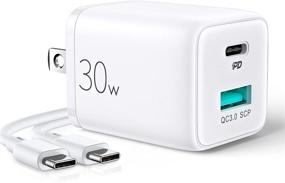 img 4 attached to ⚡️ High-Speed USB C Charger: 30W PD3.0 Mini Fast GaN+ Wall Charger with PPS & Dual Ports - Compatible with MacBook Air, iPhone 13, iPads, Samsung & more! Includes 3.3ft c-c Cable