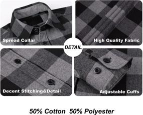 img 2 attached to 👔 Classic Flannel Sleeve Regular Button Men's Shirts by WARHORSEE: Timeless Style and Comfort