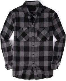 img 4 attached to 👔 Classic Flannel Sleeve Regular Button Men's Shirts by WARHORSEE: Timeless Style and Comfort