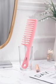 img 2 attached to 🎀 XNICX Macaron Pink Wide Tooth Comb: Detangle & Care for Long Hair with this Styling Brush