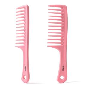 img 3 attached to 🎀 XNICX Macaron Pink Wide Tooth Comb: Detangle & Care for Long Hair with this Styling Brush