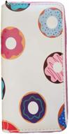 🍩 fashionable and functional: donut printed long zippered clutch wallet - all-in-one faux leather logo