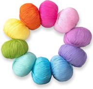 🧶 studio sam pure cotton yarn set - pack of 10 skeins, 1850 yards. ideal for baby blankets and clothes. boho brights collection for knitting and crochet. logo