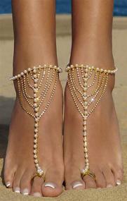 img 2 attached to 👣 Bellady Imation Pearl Anklet: Elegant Beach Wedding Foot Jewelry Duo