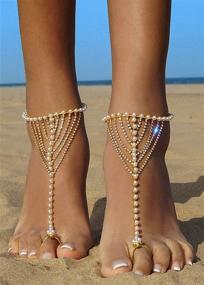 img 3 attached to 👣 Bellady Imation Pearl Anklet: Elegant Beach Wedding Foot Jewelry Duo