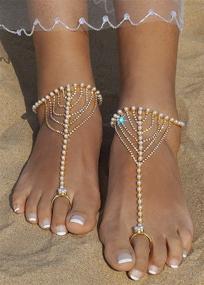 img 1 attached to 👣 Bellady Imation Pearl Anklet: Elegant Beach Wedding Foot Jewelry Duo