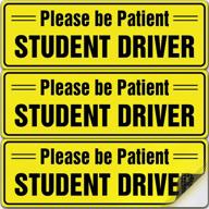 🚦 yellow student driver sticker sign for car - vital signs for new drivers - non-magnetic sticker - pack of 3, size: 10" x 4" - reversing visibility - top safety stickers for learners - paint-friendly, strong adhesive logo