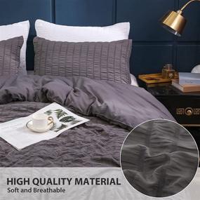 img 1 attached to 🛏️ LuckyBull Seersucker Comforter Set - Full Size 3-Piece Bedding Set in Soft Washed Microfiber for All Seasons - Grey, 79''x90''