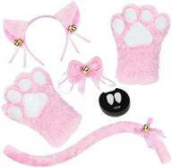 🐱 abida cat cosplay costume - complete 5-piece set with cat ear, tail, collar, paws gloves, and vampire teeth fangs for halloween fun logo
