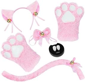 img 4 attached to 🐱 Abida Cat Cosplay Costume - Complete 5-Piece Set with Cat Ear, Tail, Collar, Paws Gloves, and Vampire Teeth Fangs for Halloween Fun