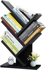 img 4 attached to 📚 Fengyang Tree Bookshelf: Space-Saving 5-Tier Organizer for Living Room/Office - Black-Walnut Finish