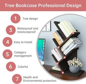 img 3 attached to 📚 Fengyang Tree Bookshelf: Space-Saving 5-Tier Organizer for Living Room/Office - Black-Walnut Finish