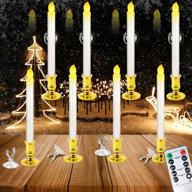 🕯️ 8pcs 10-inch battery operated flameless taper candles with timer and remote - golden removable base & suction cup, flickering led candle lights for warm white christmas home decor логотип