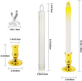 img 1 attached to 🕯️ 8Pcs 10-inch Battery Operated Flameless Taper Candles with Timer and Remote - Golden Removable Base & Suction Cup, Flickering LED Candle Lights for Warm White Christmas Home Decor