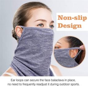 img 1 attached to 🧣 MoKo Scarf Mask Bandana with Ear Loops: Stylish Neck Gaiter Balaclava with Filter Pocket for Outdoor Protection