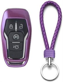 img 2 attached to 🔑 Glossy Purple ABS Car Key Fob Case Cover for Ford Taurus Mustang F-150 F-450 Explorer Fusion Edge Lincoln MKC MKZ MKX 4/5-Button Smart Key - Protective Shell with Key Chain