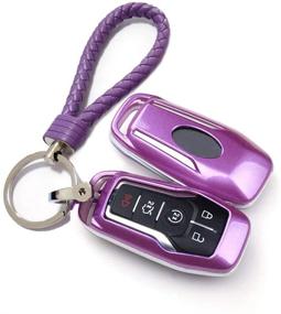 img 4 attached to 🔑 Glossy Purple ABS Car Key Fob Case Cover for Ford Taurus Mustang F-150 F-450 Explorer Fusion Edge Lincoln MKC MKZ MKX 4/5-Button Smart Key - Protective Shell with Key Chain