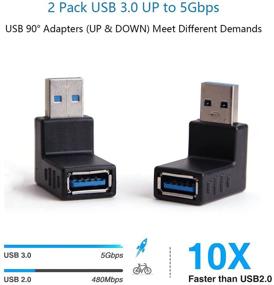 img 3 attached to 💡 USB 3.0 Адаптер на 90 градусов, переходник Hoydaa мужской на женский углового соединения, USB разъем "вверх-вниз