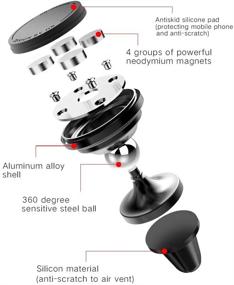 img 1 attached to 📱 QBUC Car Phone Mount Air Vent - 2 in 1 Design Phone Holder for Universal Cell Phones with 360 Adjustable Rotation - Strong Magnet for iPhone Xs/X/8/7 Plus/6, Samsung Note 9/8, Galaxy S9/S8, GPS, and More