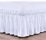 🛏️ rumica feb wrap around bed skirt - silky soft polyester/microfiber elastic dust ruffle with three fabric sides - 10" drop length/fall length king, white solid design logo