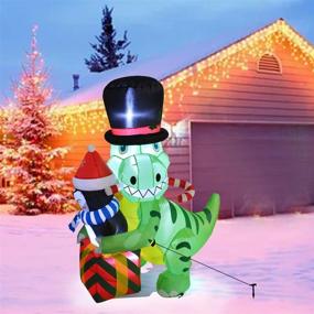 img 2 attached to 🎄 Kyerivs 5.25FT Christmas Inflatables: Adorable Dinosaur Hugging Penguin with LED Lights for Outdoor Yard Decor, Winter Garden Lawn Decoration