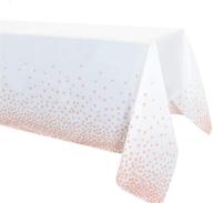 🌹 resonating designs rose gold confetti table covers - pack of 5 plastic rectangle tablecloths - perfect party decorations for any occasion - 54 x 108 inch logo