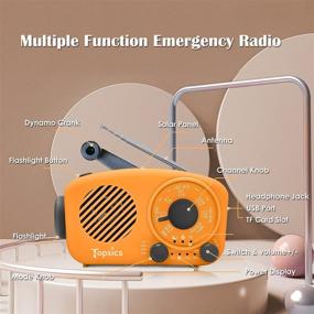 img 1 attached to 📻 Topsics Аварийное радио - Bluetooth, NOAA/AM/FM Погодное радио с фонариком и USB-зарядкой - 2000mAh Портативное солнечное ручное кряхтенье радио для отдыха на природе - Поддержка AUX/TF-карт (включает 1 ГБ TF-карту)