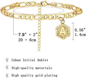 img 3 attached to 📿 Dcfywl731 Custom Name Initial Anklet Bracelets: 18K Gold Figaro Cuban Link Anklet Bracelet for Women & Men