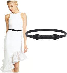 img 4 attached to 👗 JASGOOD Leather Skinny Belts - Adjustable Inches for Women's Accessories