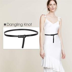 img 1 attached to 👗 JASGOOD Leather Skinny Belts - Adjustable Inches for Women's Accessories