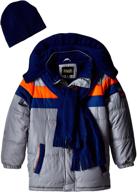 stay warm in style: ixtreme big boys' puffer coat with hat and scarf set logo