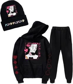 img 1 attached to 👕 Active Men's Clothing: Hisoka Cosplay Hoodie Sweater & Sweatpants Combo