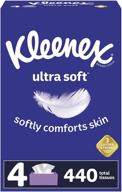 🧻 бумажные салфетки kleenex ultra soft для лица, комплект из 4 коробок по 110 салфеток в каждой коробке (всего 440 салфеток) логотип