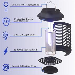 img 3 attached to 🦟 High-Powered Bug Zapper: 2-in-1 Mosquito Zapper, Indoor/Outdoor, Waterproof, 4200V Electronic Mosquito Lamp for Home & Garden